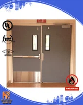 Ul 90 Mins Fire Rated Door Steel Sheet Door with Glass
