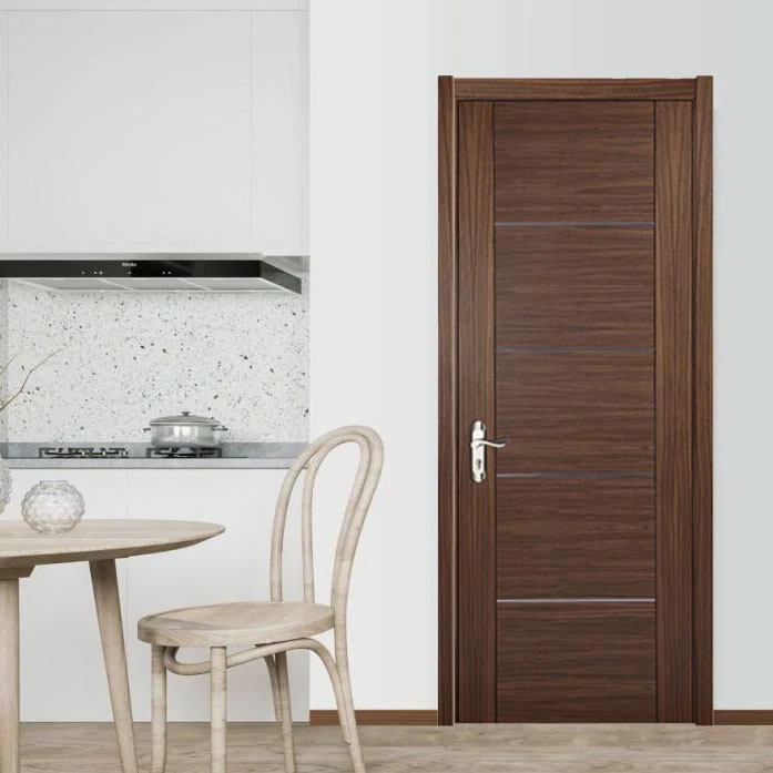 Solid Wood Interior Door with Metal Strips